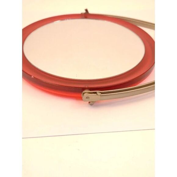 Cosmetic Mirror swivel style Red Plastic and Metal Stand Retro - Picture 7 of 16